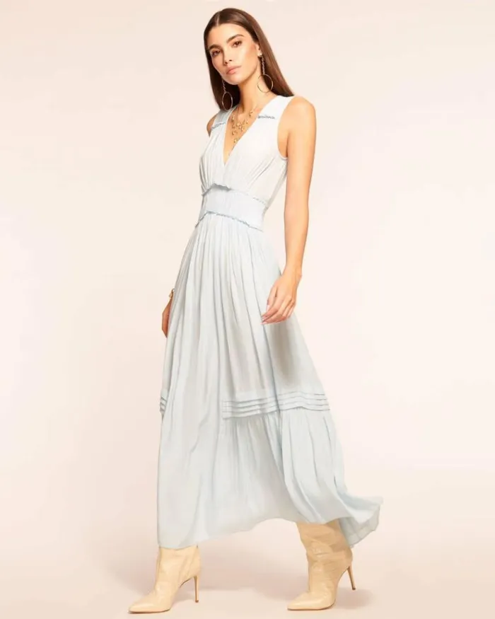 Ramy Brook Dresses Women Dierdre Smocked Maxi Dress Crystal Blue