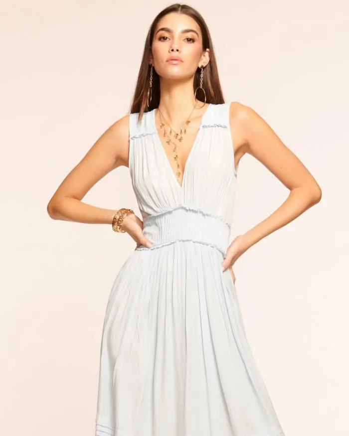 Ramy Brook Dresses Women Dierdre Smocked Maxi Dress Crystal Blue