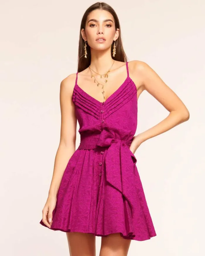 Ramy Brook Dresses Women Kallie VNeck Mini Dress Rose Burnout