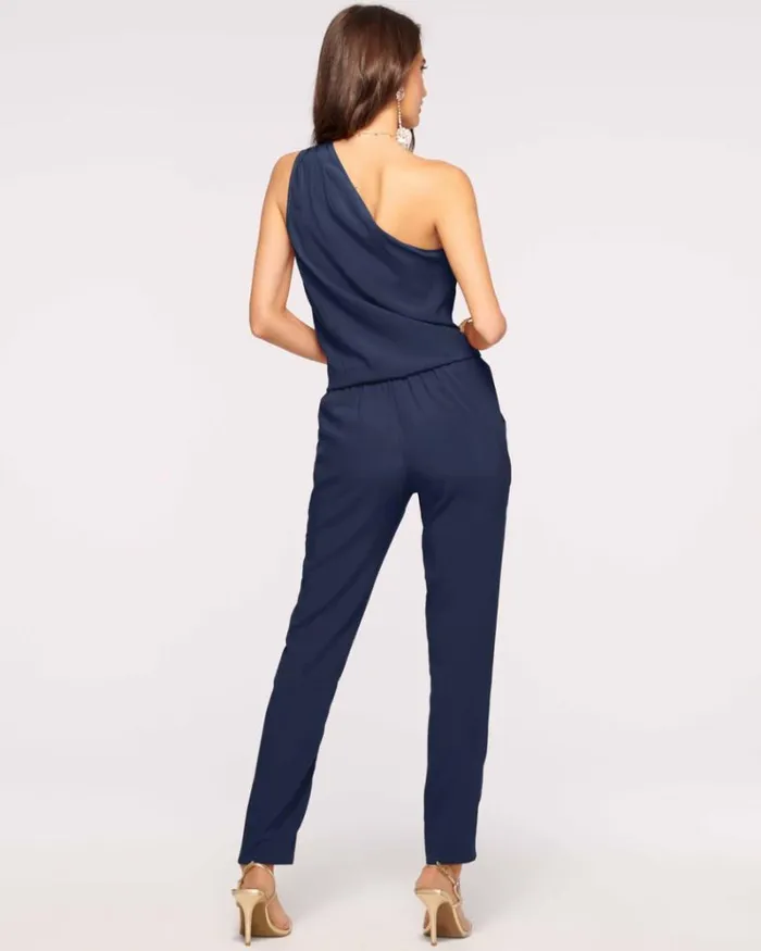 Ramy Brook Jumpsuits Women Lulu One Shoulder Jumpsuit Navy
