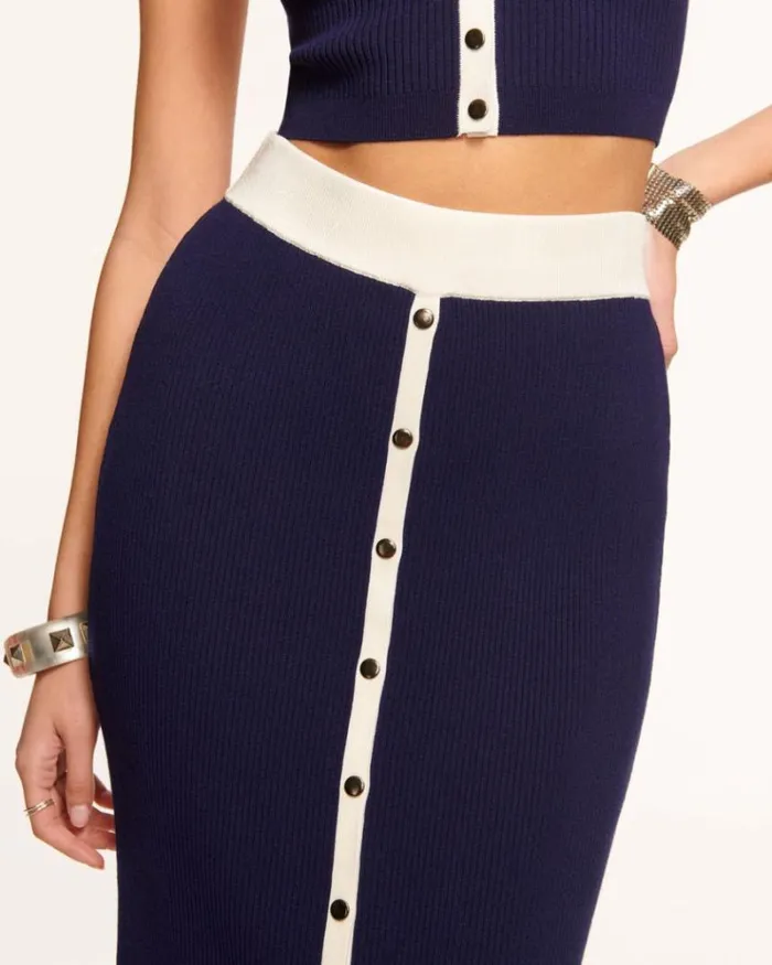 Ramy Brook Sweaters Women Guinevere Knit Midi Skirt Spring Navy
