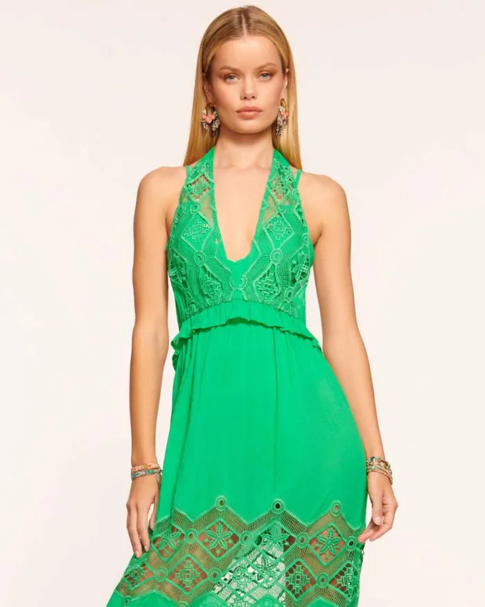 Ramy Brook Swim and Coverups Women Aviana Lace Coverup Maxi Dress Palm Green