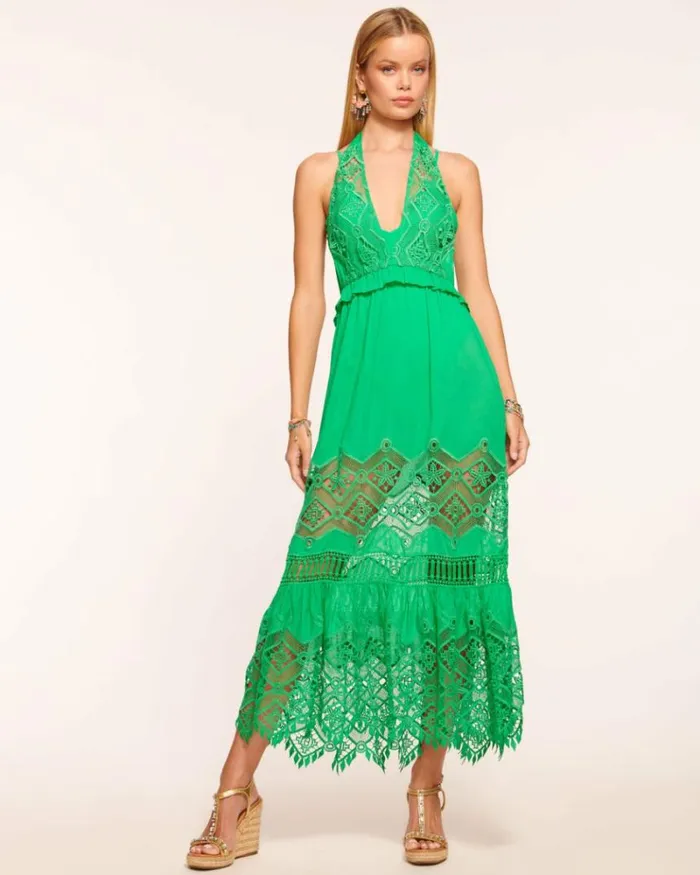 Ramy Brook Swim and Coverups Women Aviana Lace Coverup Maxi Dress Palm Green