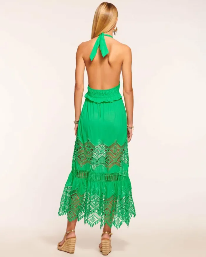Ramy Brook Swim and Coverups Women Aviana Lace Coverup Maxi Dress Palm Green