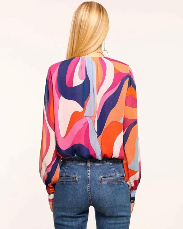 Ramy Brook Tops Women Seirin VNeck Bodysuit Rose Wave