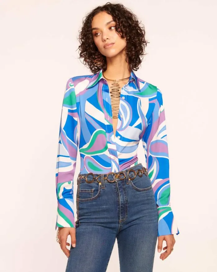 Ramy Brook Tops Women Victoria Button Down Blouse Marrakech Paisley