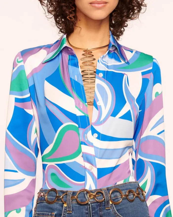 Ramy Brook Tops Women Victoria Button Down Blouse Marrakech Paisley