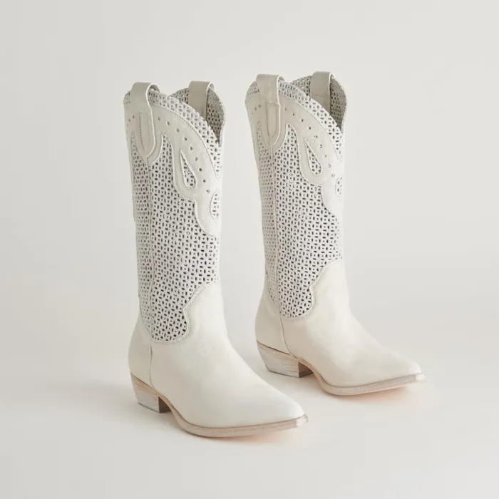 Ranch Boots Ivory Leather Women Dolce Vita Boots and Booties