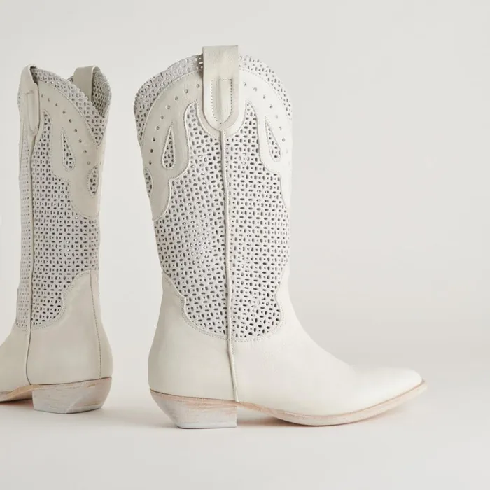 Ranch Boots Ivory Leather Women Dolce Vita Boots and Booties
