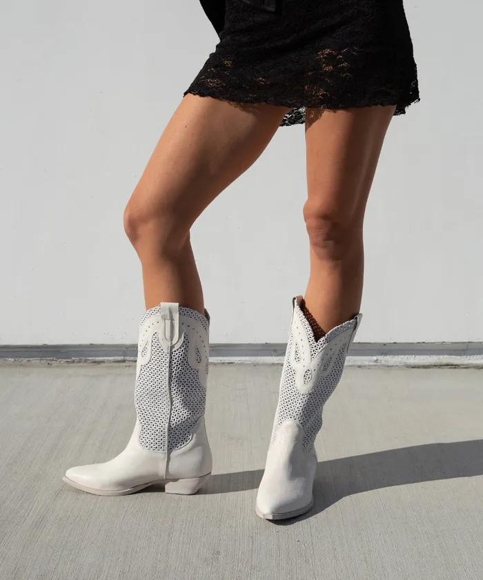 Ranch Boots Ivory Leather Women Dolce Vita Boots and Booties
