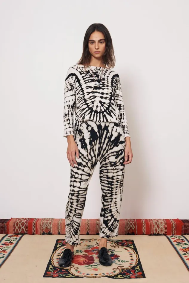 Raquel Allegra Black And Dirty White Toureg Top Women Tops