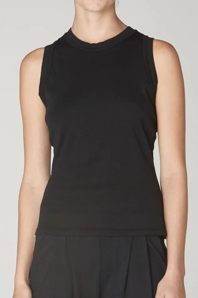 Raquel Allegra Black Leigh Tank Women Tops