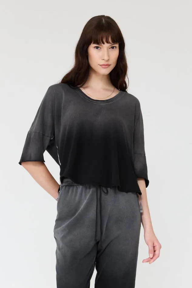 Raquel Allegra Faded Black Venice Tee Women Tops