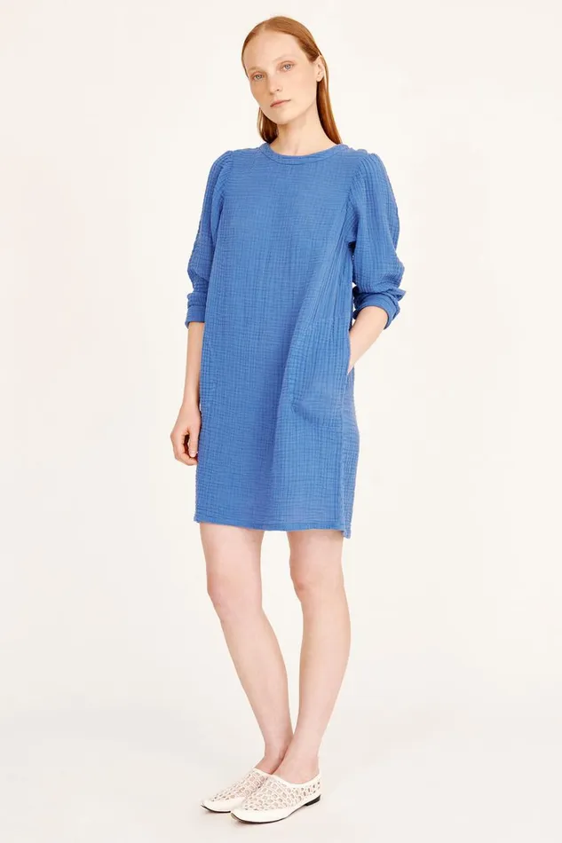 Raquel Allegra Gauze Dusty Blue Hyperion Dress Women Dresses