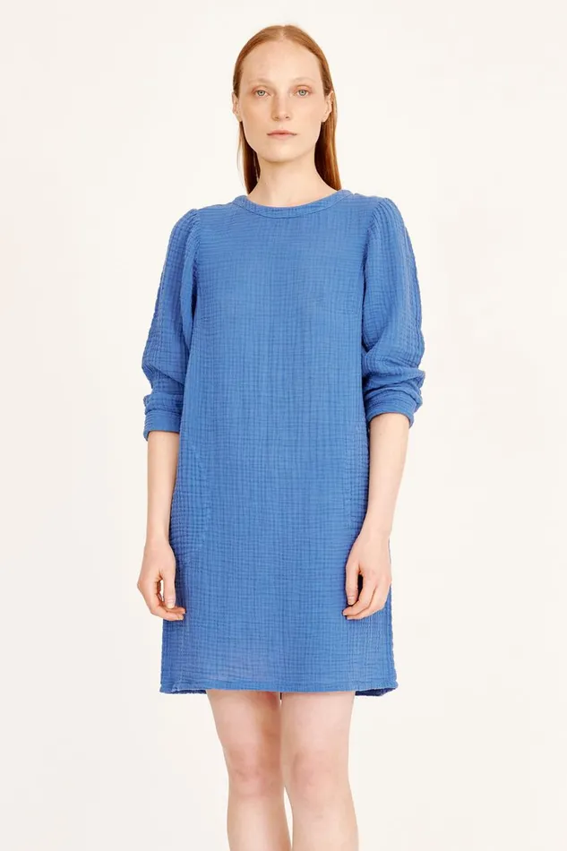 Raquel Allegra Gauze Dusty Blue Hyperion Dress Women Dresses