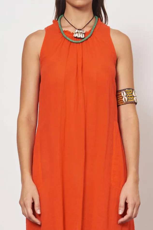 Raquel Allegra Gauze Tomato Zambia Tank Dress Women Dresses