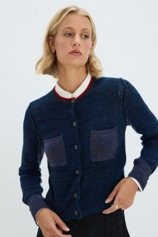 Raquel Allegra Indigo Cashmere Lina Cardigan Women Sweaters and Knits