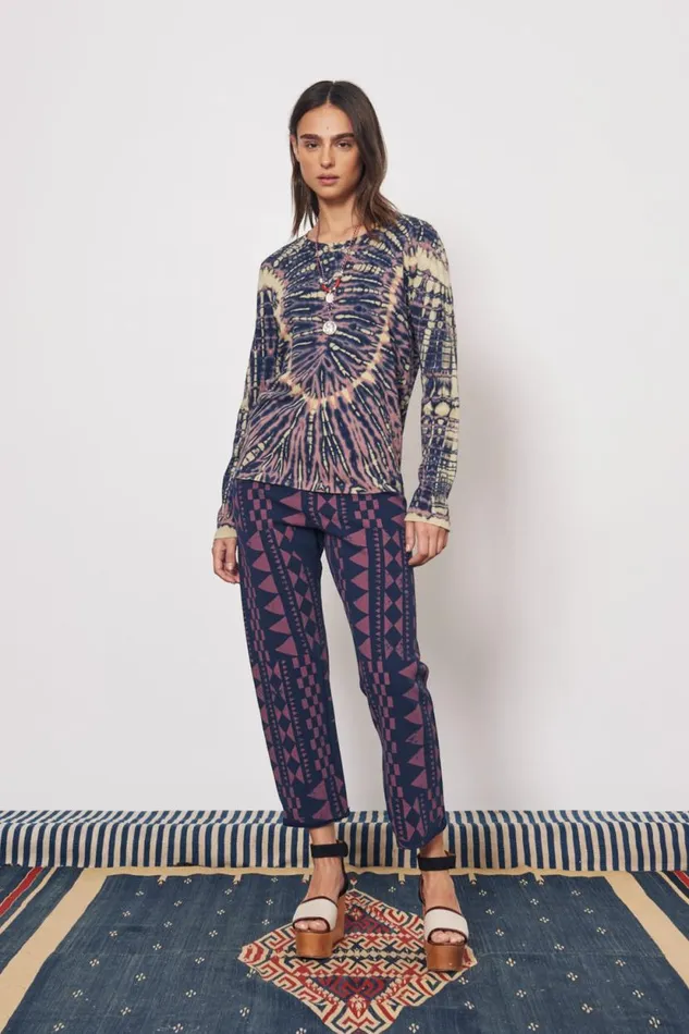 Raquel Allegra Jasper And Navy Tilda Tee Women Tops