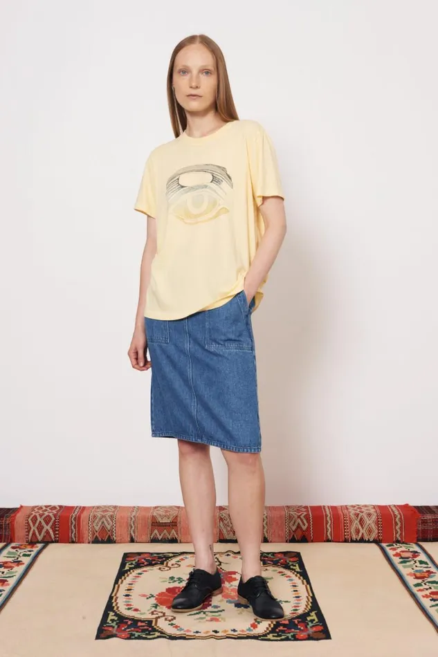 Raquel Allegra Marigold Betty Tee With Evil Eye Women Tops