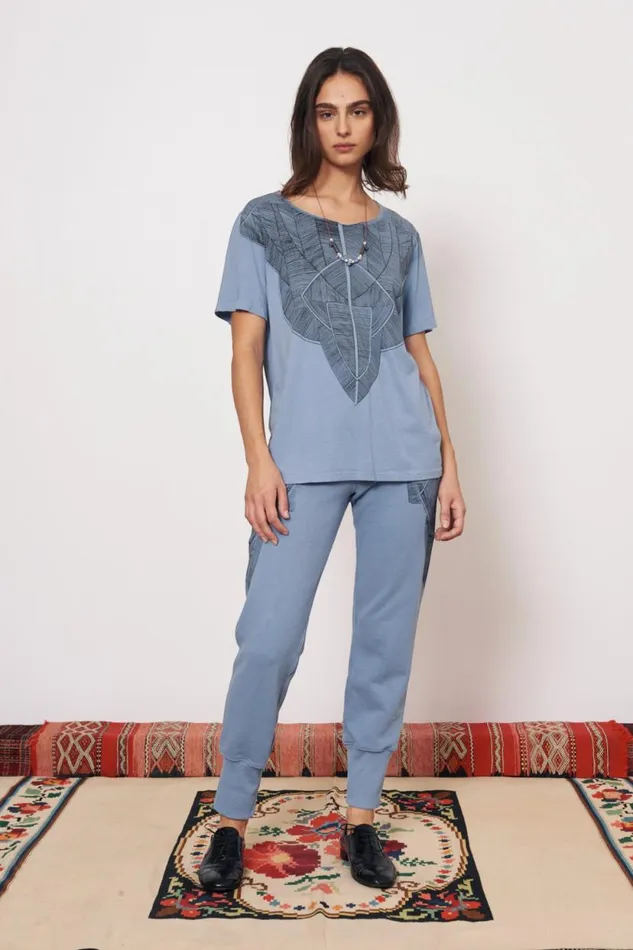 Raquel Allegra Vintage Fleece French Blue Kibo Tee Women Tops