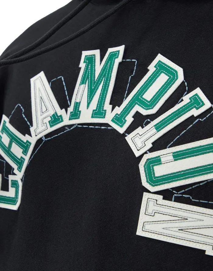 Reverse Weave Hoodie Arch Logo Black Men Champion Hoodies and Sweatshirts