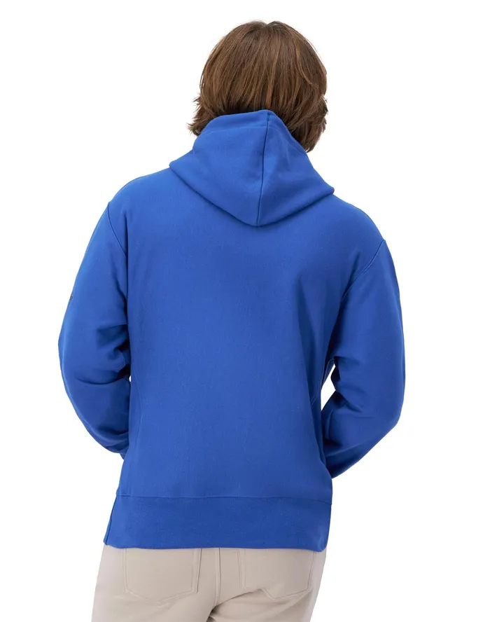 Reverse Weave Hoodie Arch Logo Steel Blue Ink Men Champion Hoodies and Sweatshirts