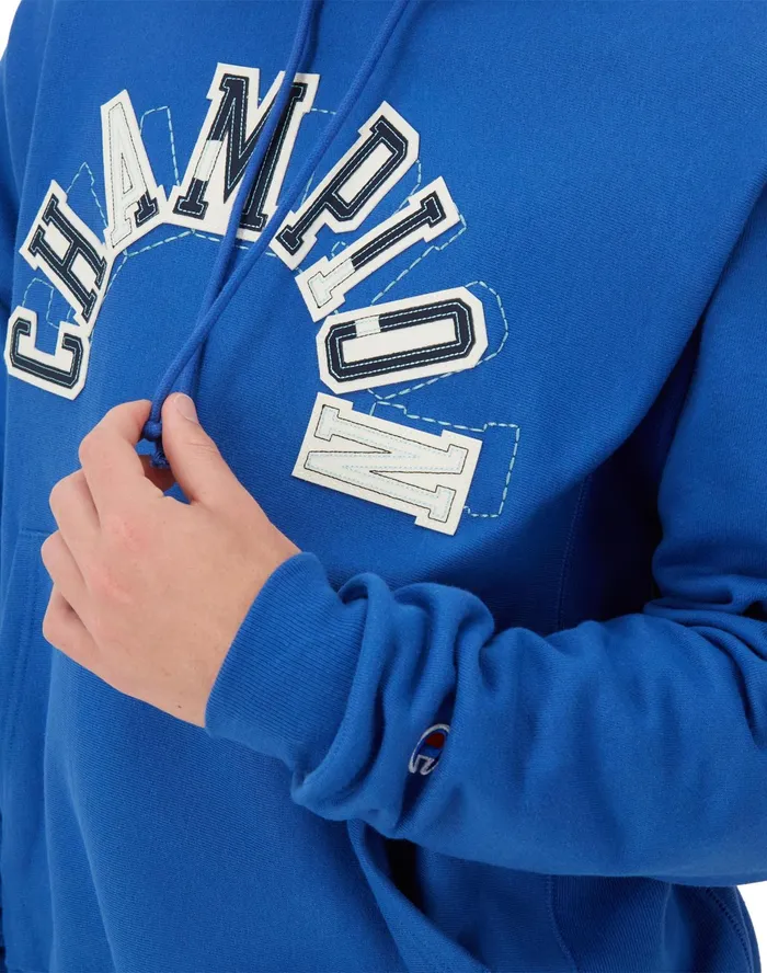 Reverse Weave Hoodie Arch Logo Steel Blue Ink Men Champion Hoodies and Sweatshirts