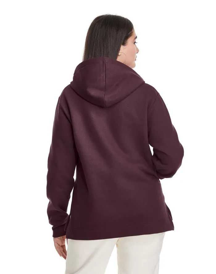 Reverse Weave Hoodie Split Hem Black Plum Women Champion Hoodies and Sweatshirts
