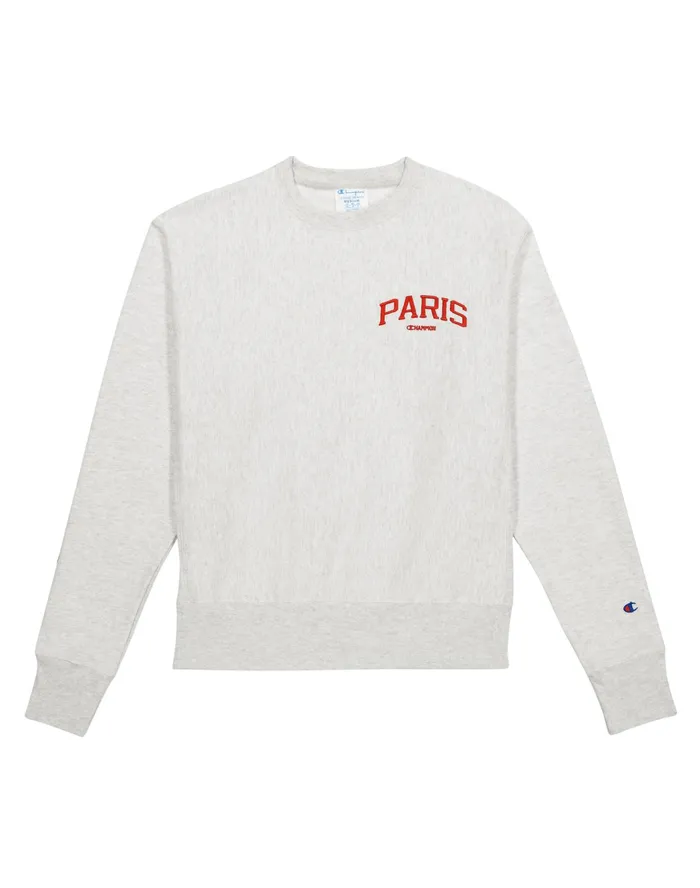 Reverse Weave Oversized Crewneck Sweatshirt Paris Silver Grey Women Champion Hoodies and Sweatshirts Reverse Weave Oversized Crewneck Sweatshirt Paris Silver Grey Women Champion Hoodies and Sweatshirts