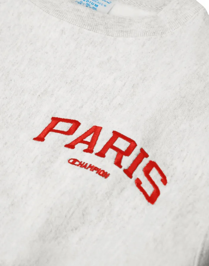 Reverse Weave Oversized Crewneck Sweatshirt Paris Silver Grey Women Champion Hoodies and Sweatshirts
