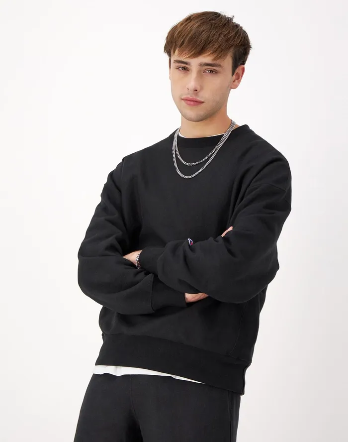 Reverse Weave Stadium Crewneck Sweatshirt Black Men Champion Hoodies and Sweatshirts