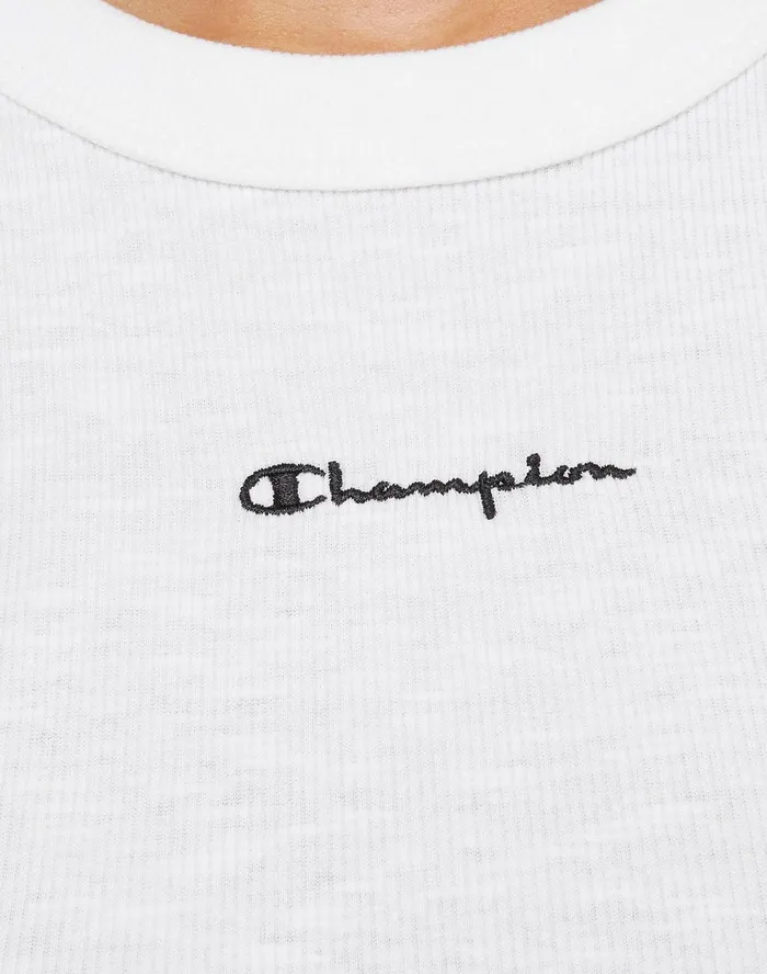 Ribbed Tank Classic Script White Women Champion TShirts and Tops