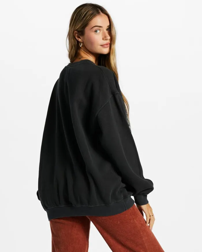 Ride In Oversized Crewneck Sweatshirt Black Sands 1 Women Billabong Sweatshirts and Fleece