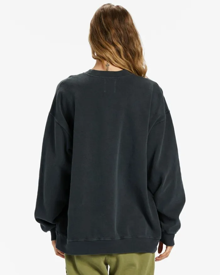 Ride In Oversized Crewneck Sweatshirt Black Sands 2 Women Billabong Sweatshirts and Fleece