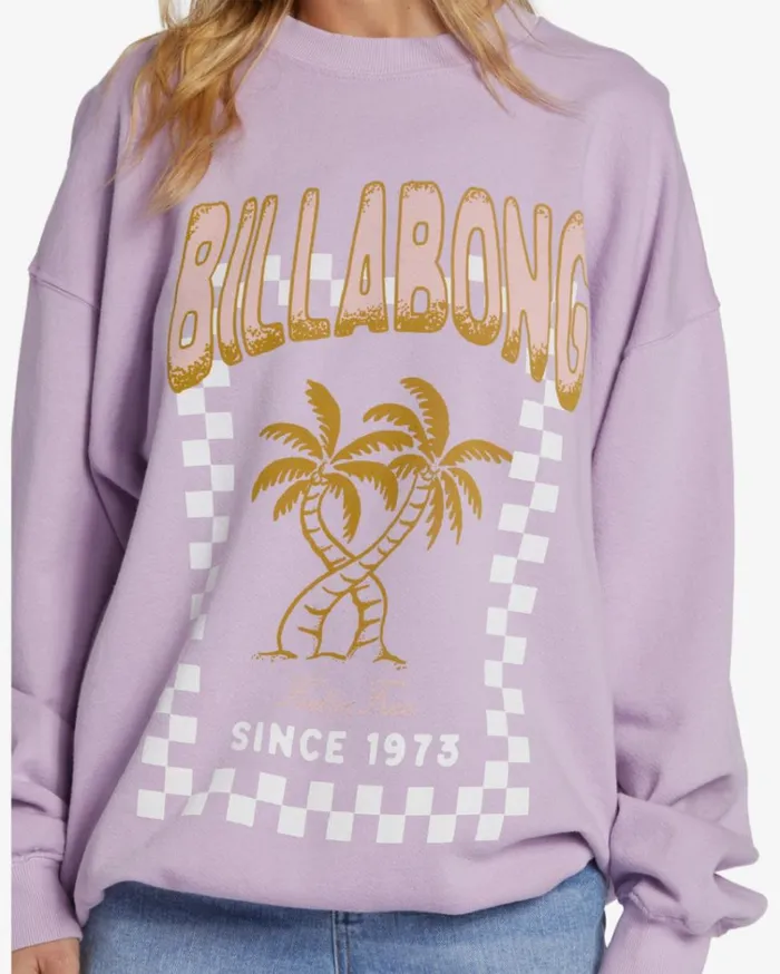 Ride In Oversized Crewneck Sweatshirt Peaceful Lilac Women Billabong Sweatshirts and Fleece