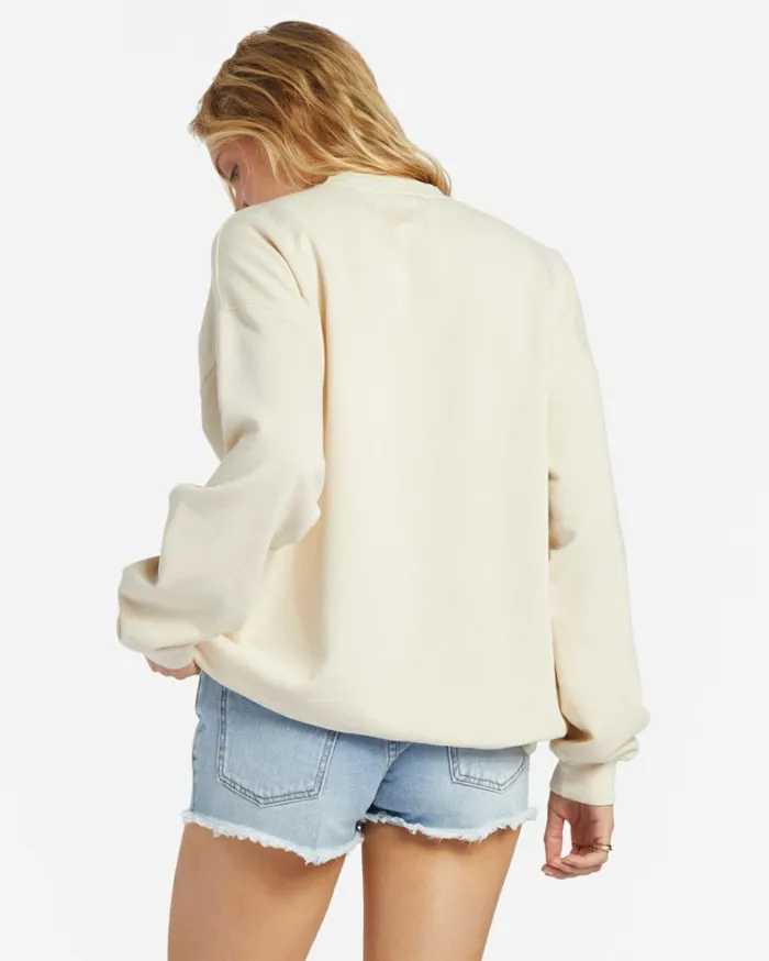 Ride In Oversized Crewneck Sweatshirt Whitecap Women Billabong Sweatshirts and Fleece