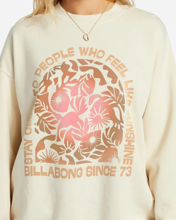 Ride In Oversized Crewneck Sweatshirt Whitecap Women Billabong Sweatshirts and Fleece
