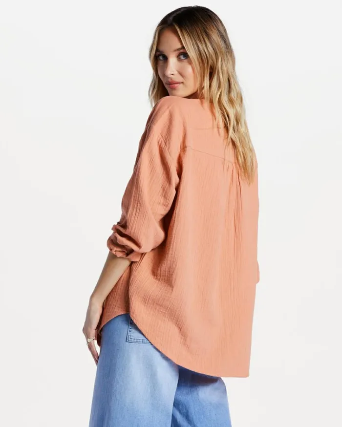 Right On Long Sleeve Shirt Rose Dawn Women Billabong Tops