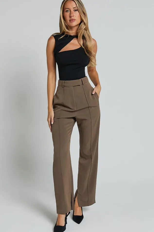 Rogers Pants 8211 High Waisted Pants In Mocha Women Showpo Curve Clothes