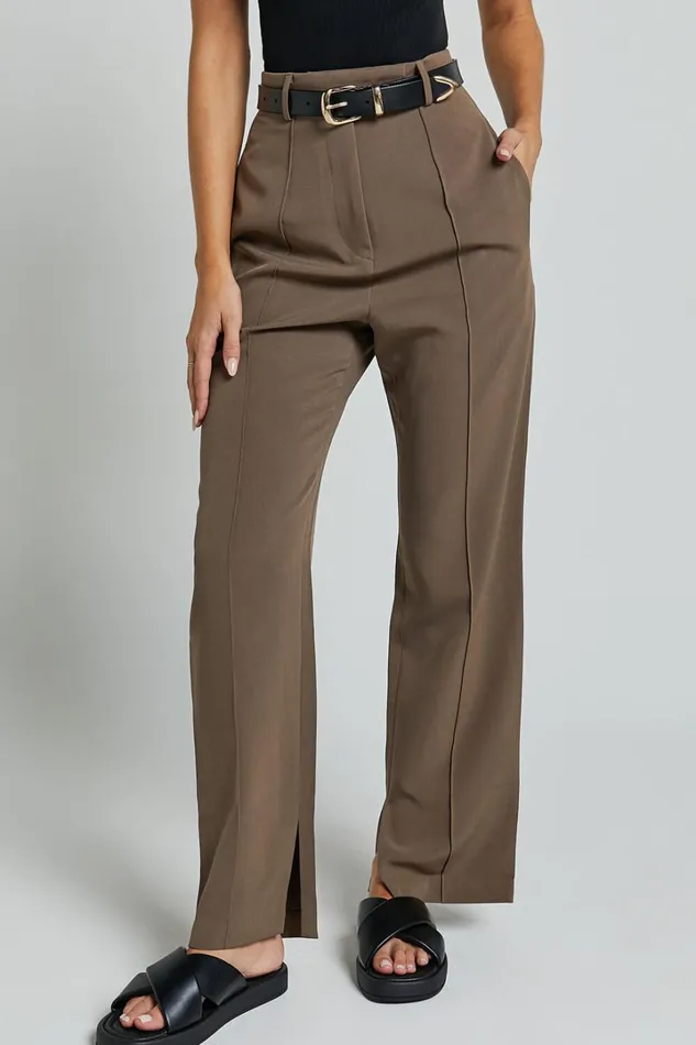 Rogers Pants 8211 High Waisted Pants In Mocha Women Showpo Curve Clothes