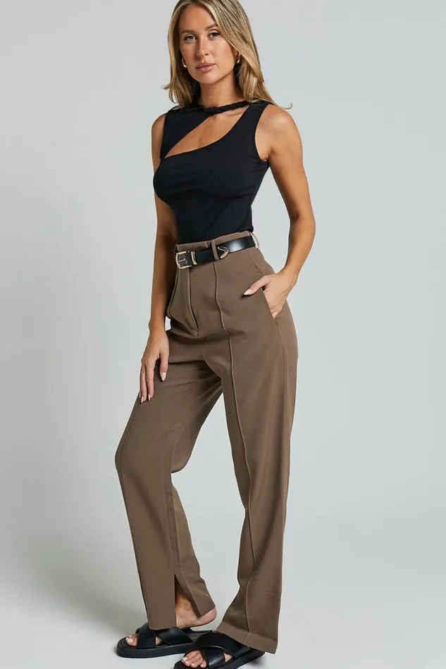 Rogers Pants 8211 High Waisted Pants In Mocha Women Showpo Curve Clothes