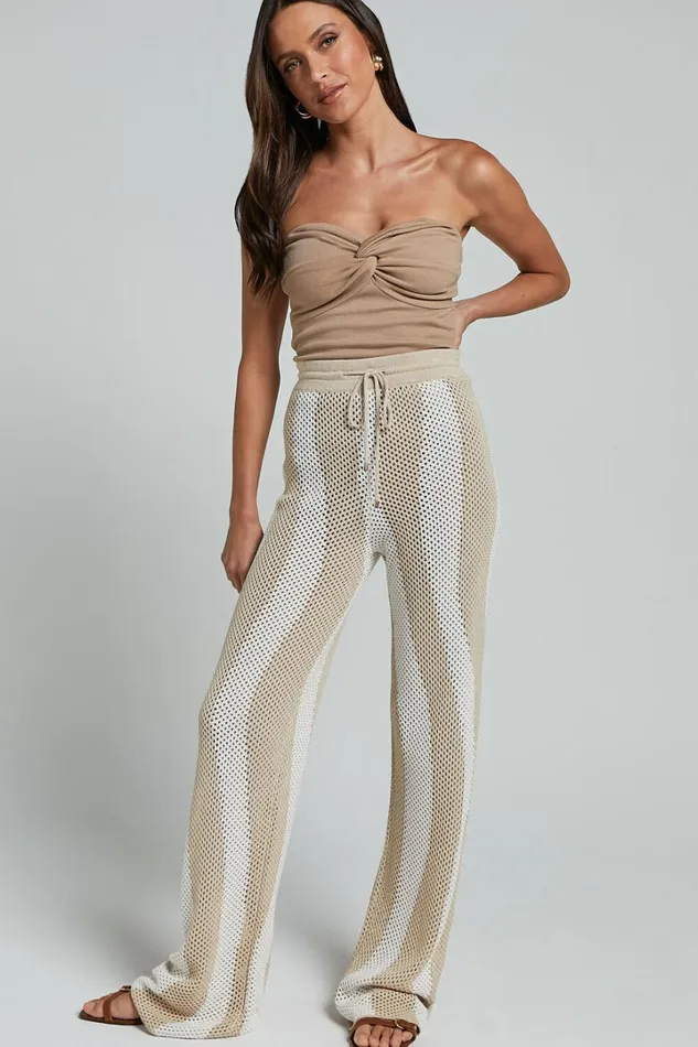 Runaway The Label 8211 Zanzibar Pants In SandWhite Women Showpo Knitwear