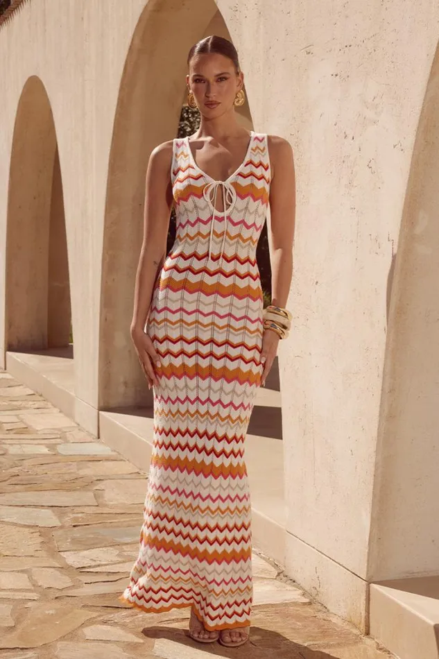 Runaway The Label Casual Dresses ANDREA MAXI DRESS Orange Multi 8211 Women