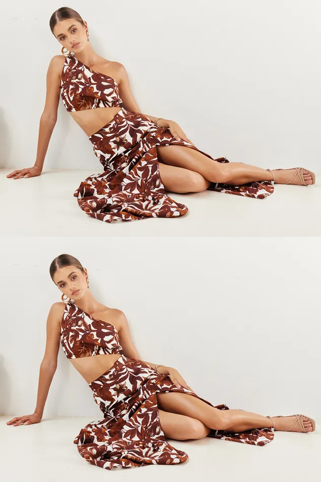 Runaway The Label Crops Lorelei Top Chocolate Floral 8211 Women Runaway The Label Crops Lorelei Top Chocolate Floral 8211 Women