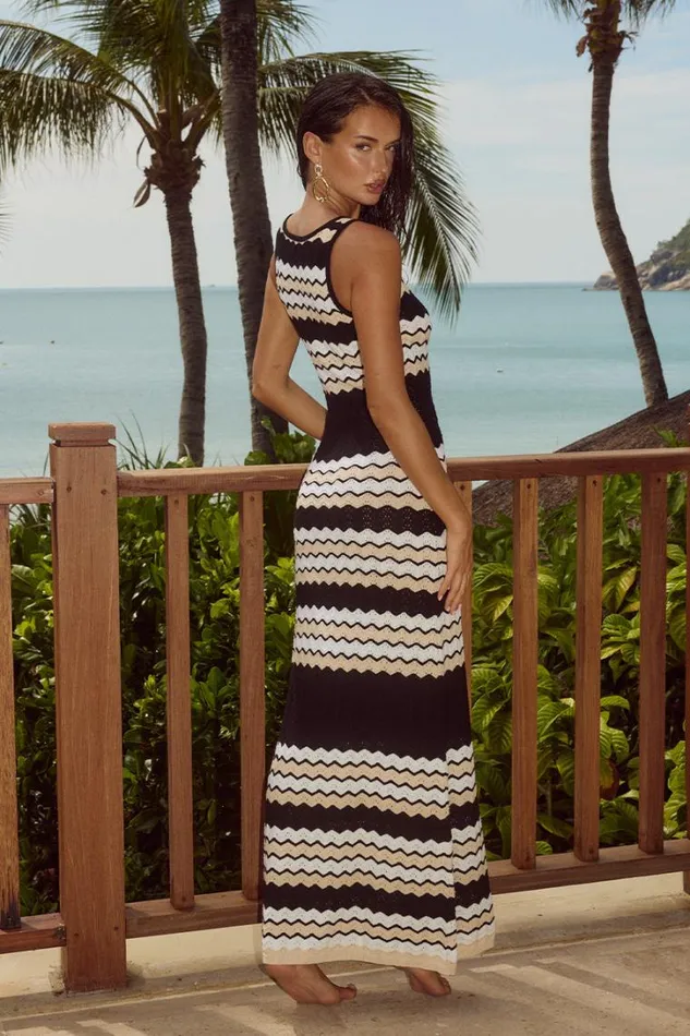 Runaway The Label Knit Dresses CORALINA MAXI DRESS Blacksand 8211 Women