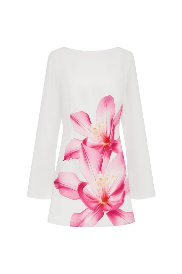 Runaway The Label Long Sleeved Dresses BLOSSOM MINI DRESS Pink Flower 8211 Women