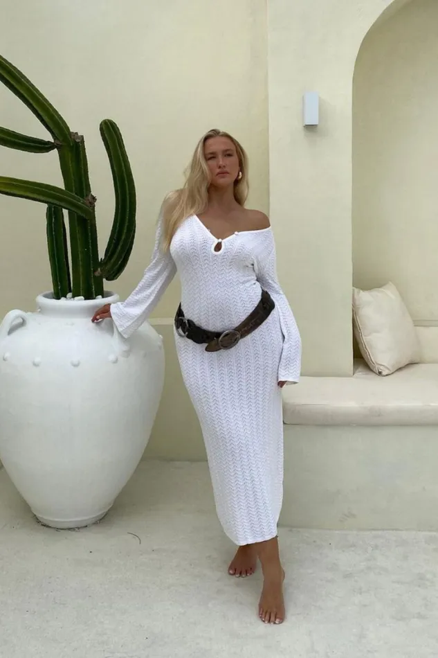Runaway The Label Long Sleeved Dresses CAPRICE MAXI DRESS White 8211 Women