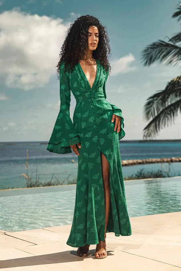 Runaway The Label Long Sleeved Dresses SAREY MAXI DRESS Emerald 8211 Women