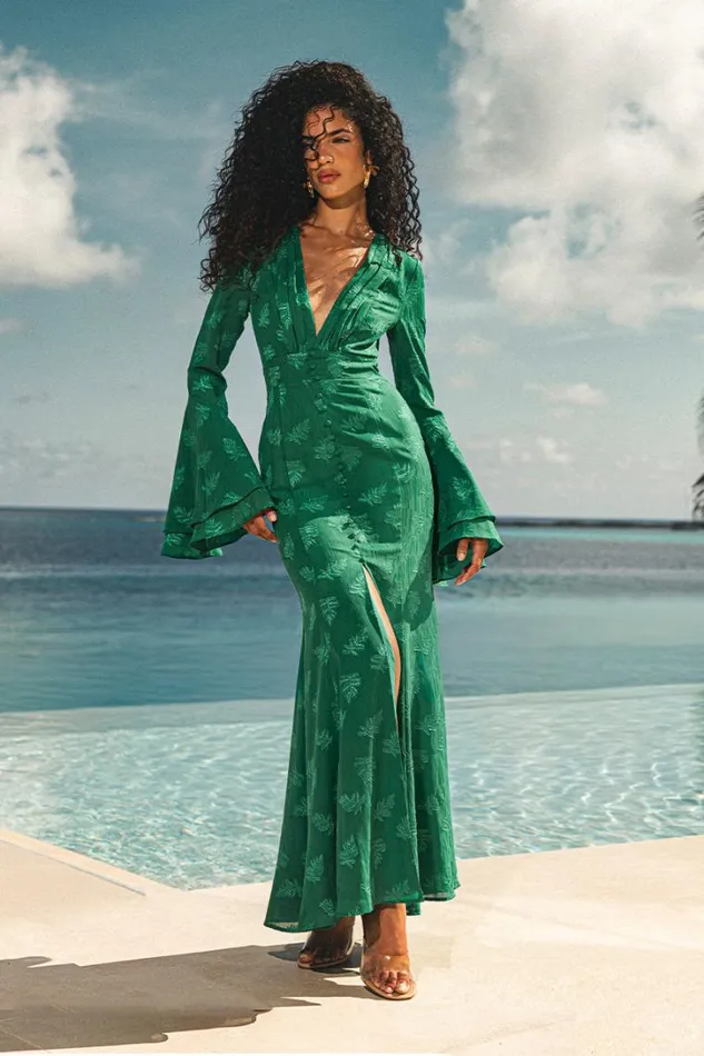 Runaway The Label Long Sleeved Dresses SAREY MAXI DRESS Emerald 8211 Women
