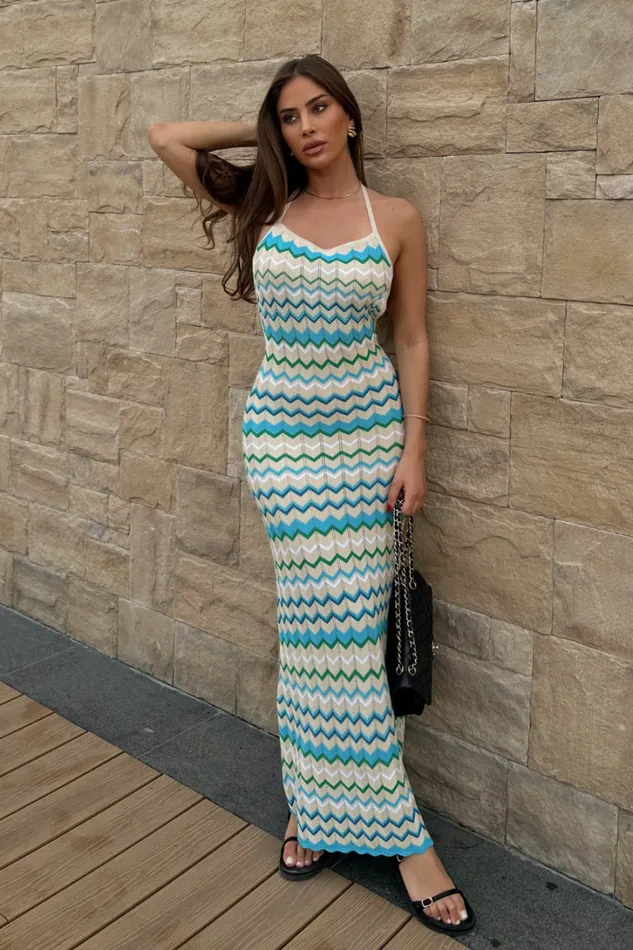 Runaway The Label Maxi Dresses ALBIE MAXI DRESS Blue Multi 8211 Women
